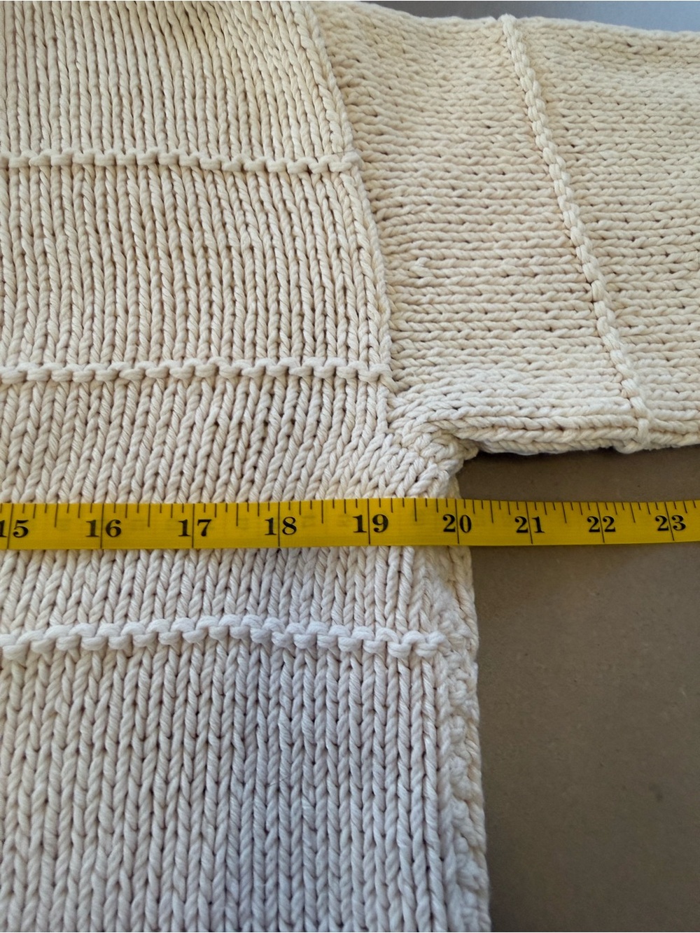 Pure Handknit Vintage Cotton Cardigan Cream Chunky Knit Wood Buttons Medium - Picture 5 of 7
